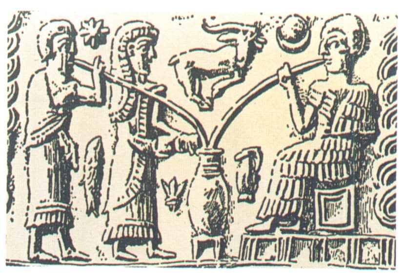 Tabua da Mesopotâmia contem a representação mais antiga de pessoas bebendo cerveja. (Imagem Armstrong Undergraduate Journal of History)
