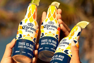 Garrafa de alumínio Corona 100% reciclável, lançada exclusivamente para o verão no Rio de Janeiro.