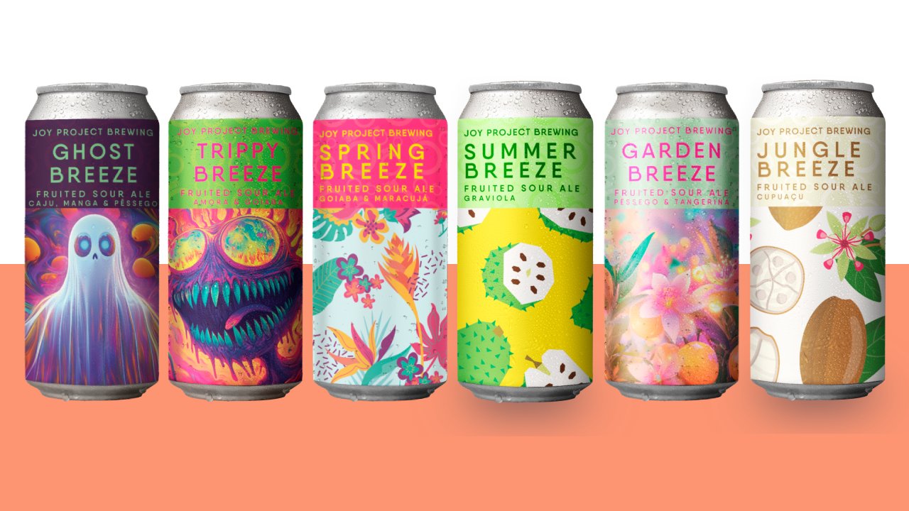 A linha Breeze, da Joy Project Brewing, traz cervejas Sour com frutas como cupuaçu, acerola e caju, perfeitas para o verão. Confira os rótulos!