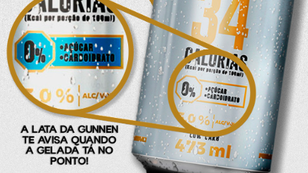 Gunnen low carb chega com lata que avisa quando está gelada