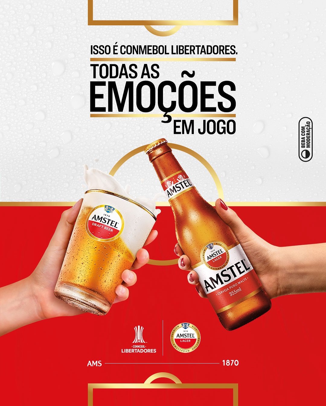 Amstel lança promoções e experiências exclusivas em bares, restaurantes e supermercados durante a Conmebol Libertadores 2025, reforçando sua conexão com o futebol.