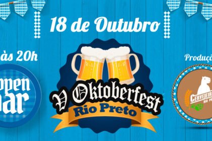 A V Oktoberfest Rio Preto acontece em 18 de outubro na Destilaria Gin Morrison com cervejas artesanais, comidas típicas alemãs, música e dança no melhor estilo bávaro.