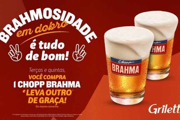 Griletto oferece chopp Brahma em dobro até 30 de outubro