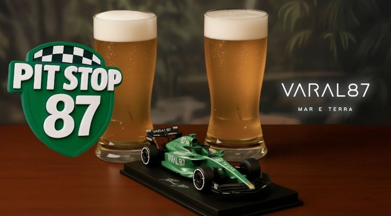 Varal 87 lança a ação Pit Stop 87 com sorteio de miniatura inspirada em F1 e 50 litros de chopp. Participação a cada seis chopps consumidos.