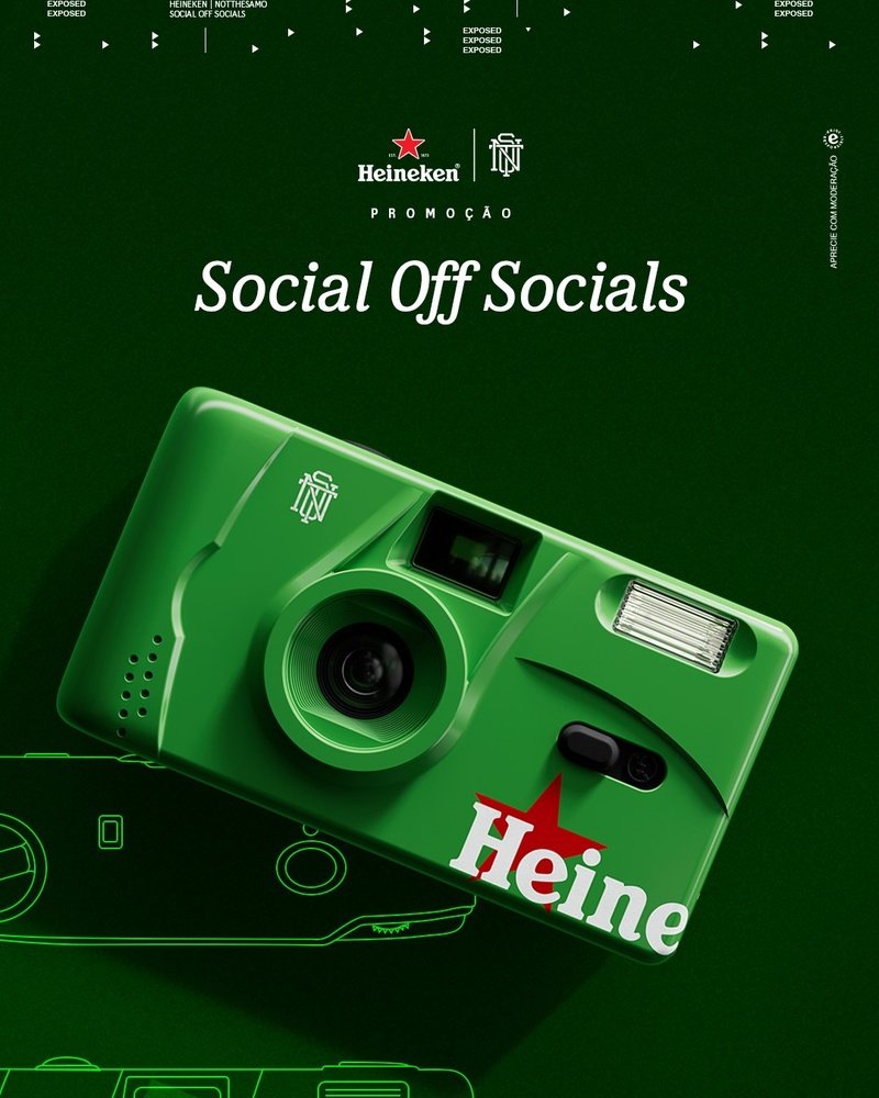 Heineken e NOTTHESAMO lançam câmera analógica em promoção da campanha #SocialOffSocials. Inscrições até 8 de janeiro, sem necessidade de compra.