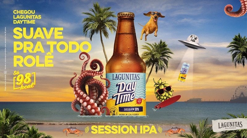 Lagunitas apresenta a Session IPA DayTime com 98 kcal em campanha que leva experiências, brindes e ações solidárias a bares do Sul e Sudeste.