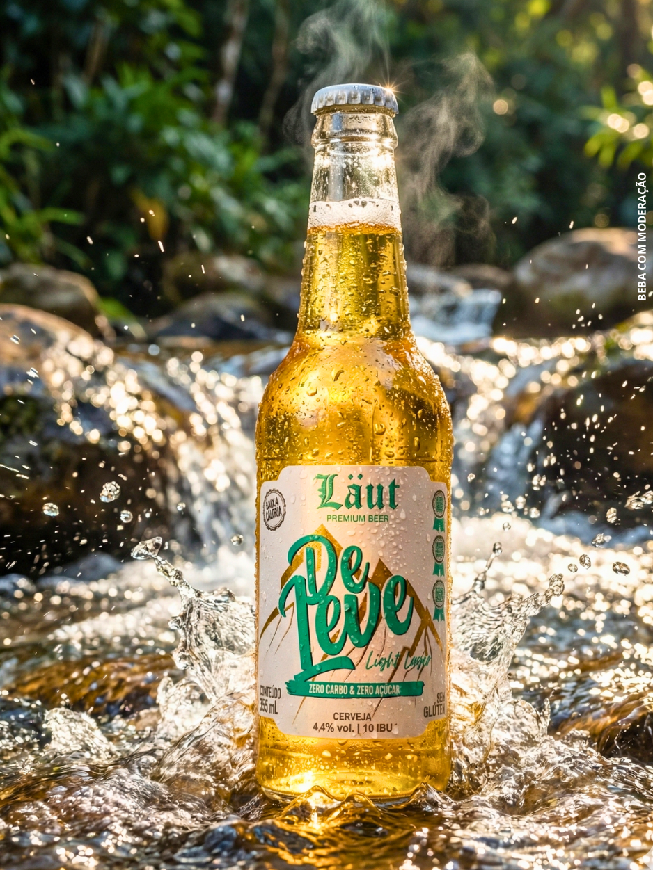 Cervejaria Läut lança nova De Leve Long Neck com garrafa transparente e rótulo redesenhado, reforçando a tendência de consumo mais leve e consciente.